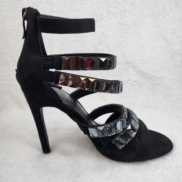 Black Multi Strap 4.5" High Heel Shoes - Picture 6 of 11